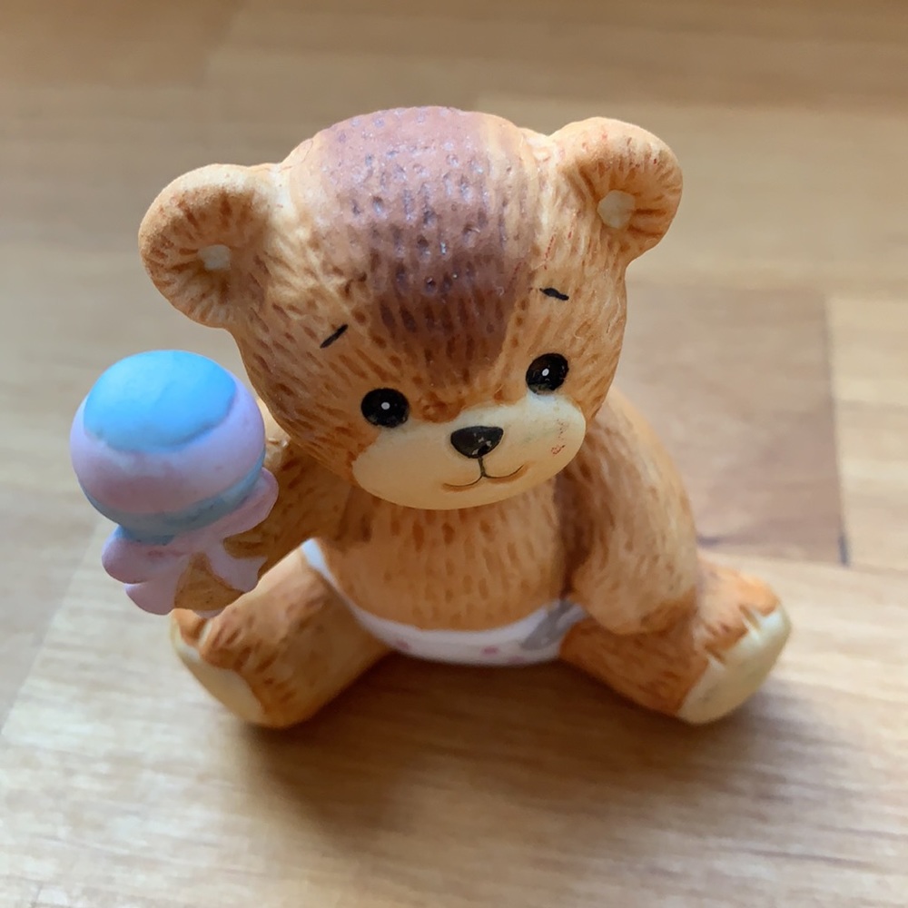 Lucy & Me Baby Bear with Rattle 1982 Enesco